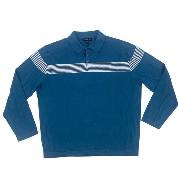 DSTRCT&ROW Sweater Mens Size XXL Collared Blue Stripe Pullover Stitchfix NWT - Picture 1 of 10